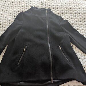 BCBG Women's Black Wool Coat with Zip front and pockets size S